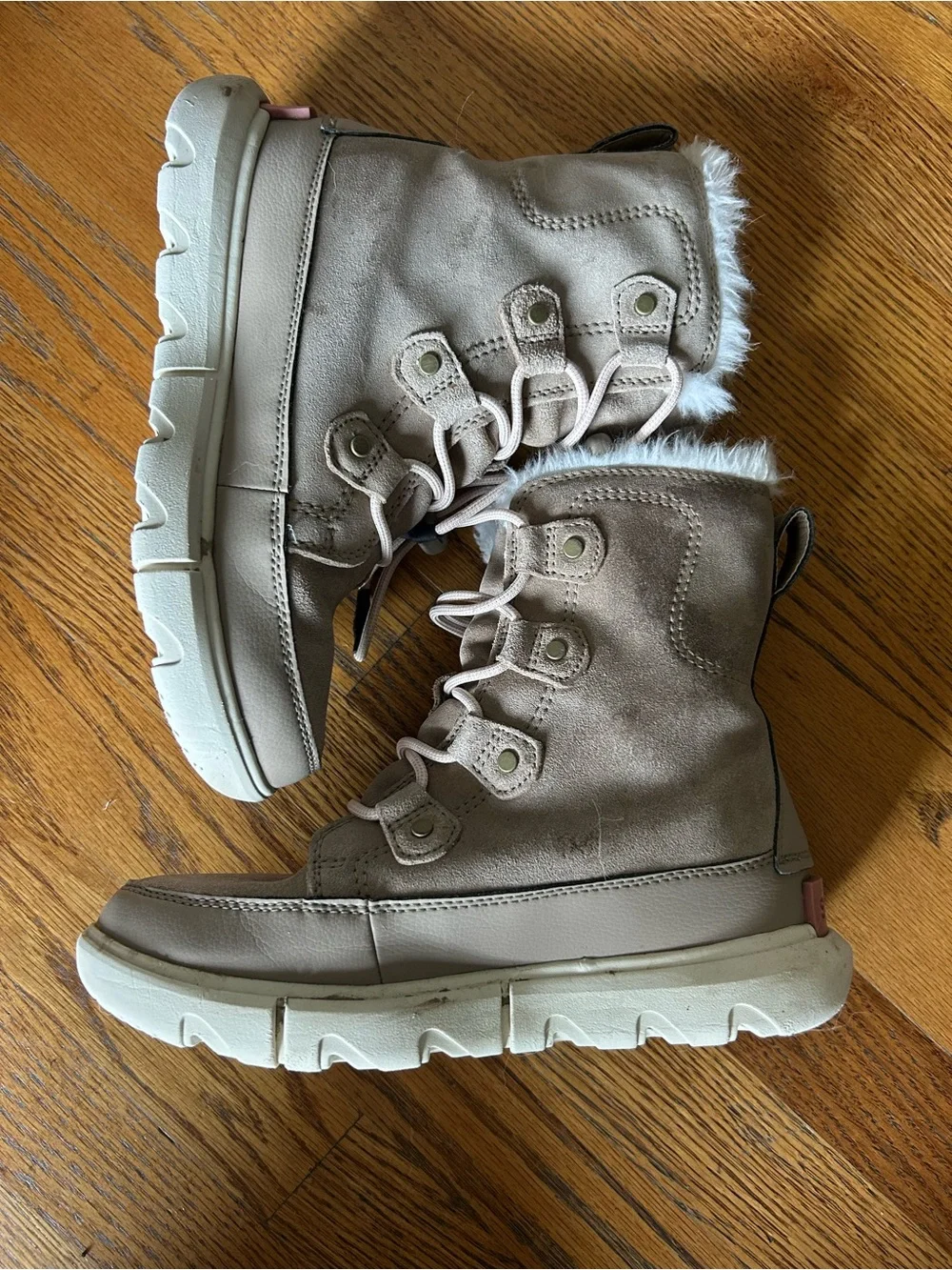 Sorel Kids Taupe Faux-Fur Lace-Up Winter Boot